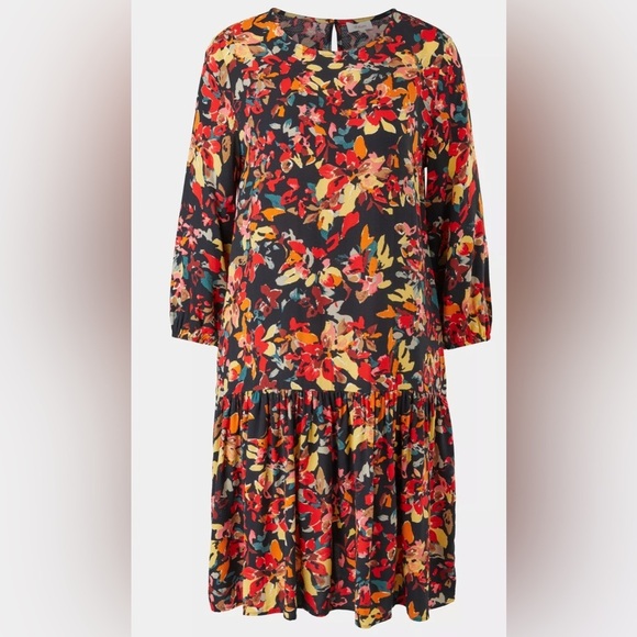s.Oliver Patterned Dress With Flounce Sustainable , size 16 - Picture 1 of 15
